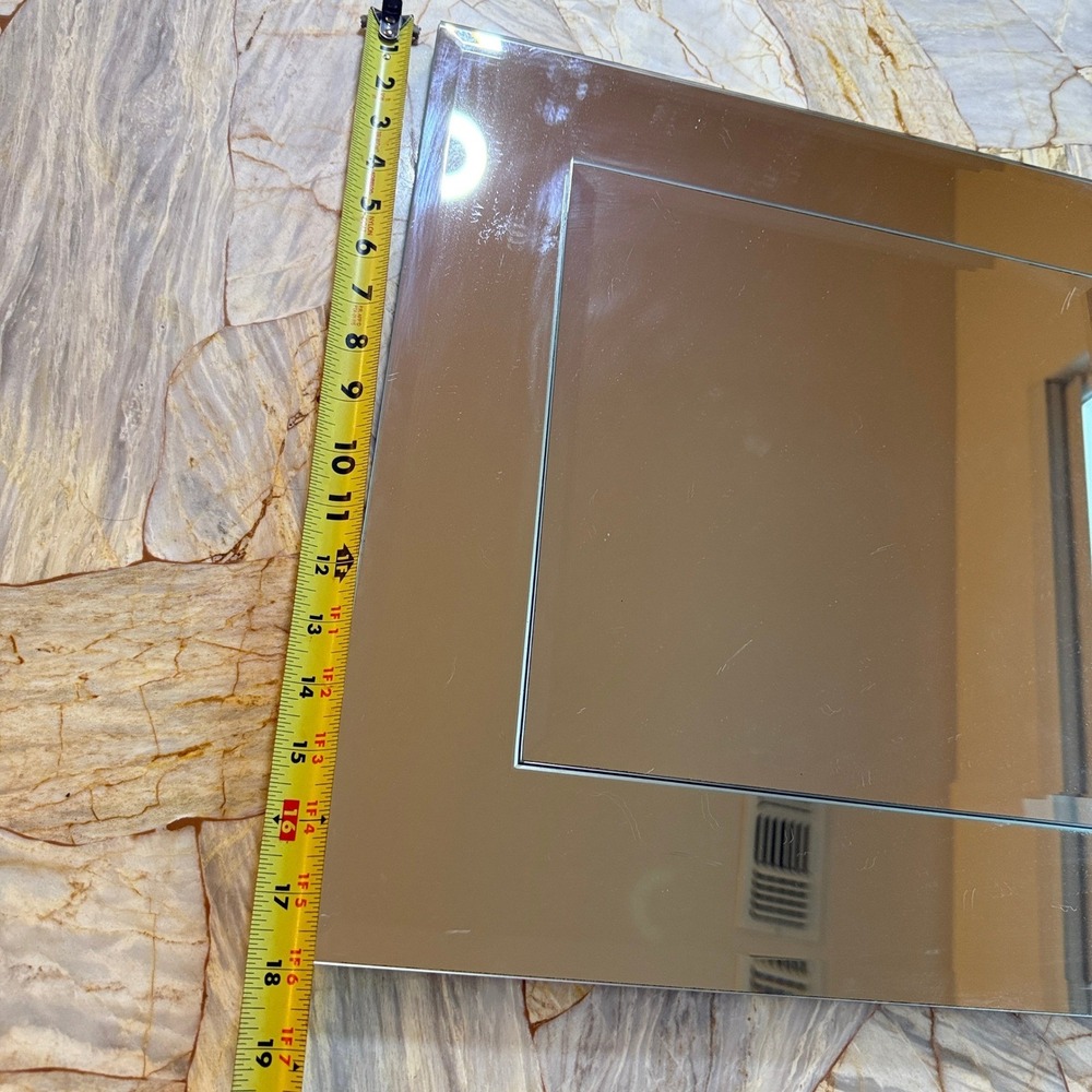 Modern Beveled Square Accent Mirror Wall Decor Frameless Layered Design